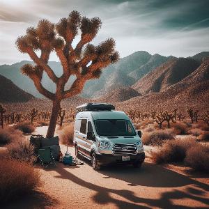 Ford Transit camper van, van life in Joshua Tree at sunset (4)